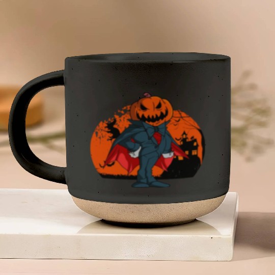 Vampire Pumpkin Head Jack O' Lantern Halloween Pottery Mugs
