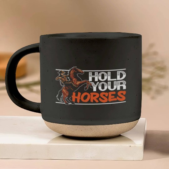 Hold Your Horses Western Rodeo Riding Cowboy Pottery Mugs