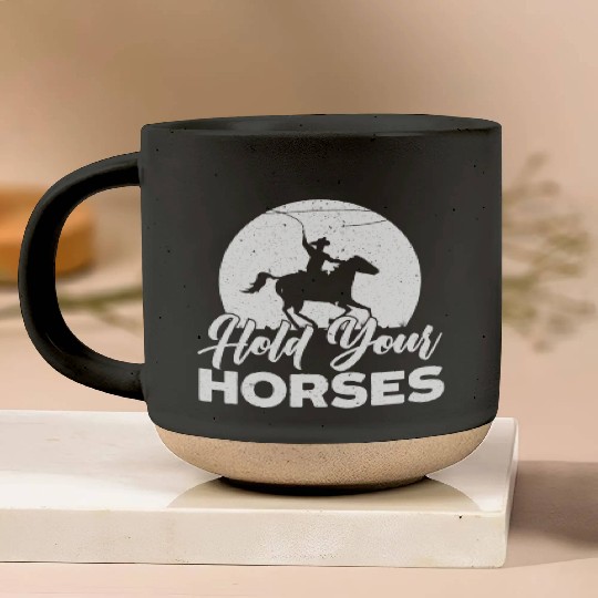 Hold Your Horses Western Rodeo Riding Cowboy Pottery Mugs