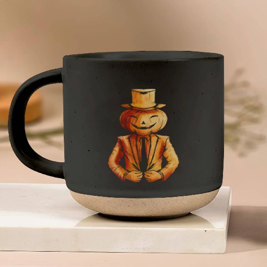 Realistic Jack O Lantern Pumpkin Man In Suit Pottery Mugs