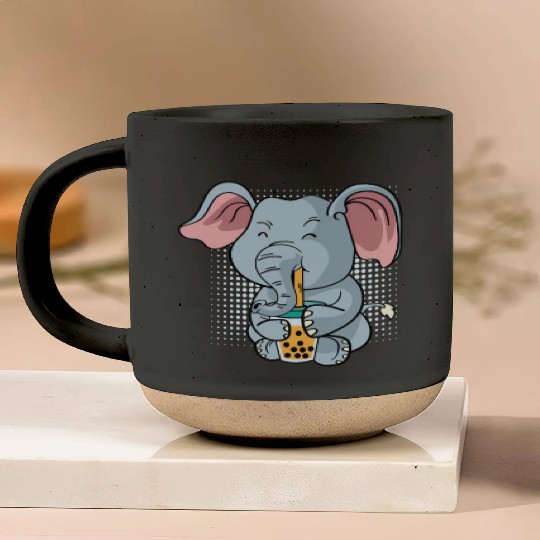 Elephant Bubble Tea Zookeeper Gift Pottery Mugs
