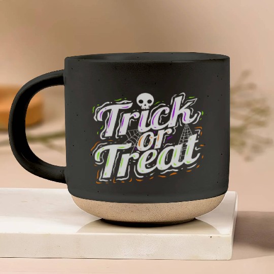 Trick Or Treat Spiderweb Halloween Pottery Mugs