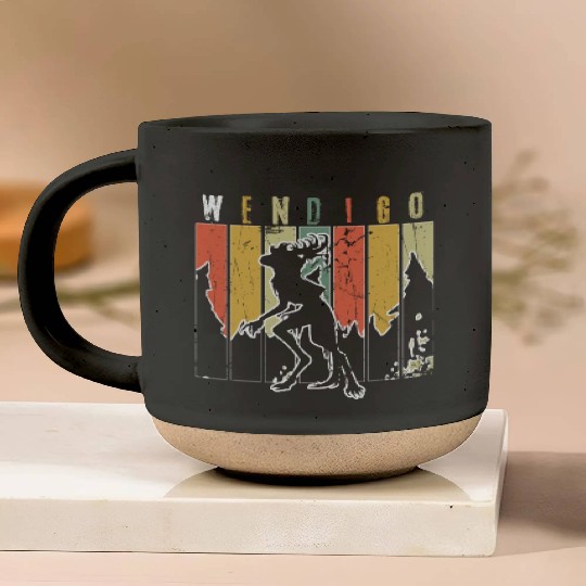 Retro Folk Wendigo Halloween Cryptid Monster Pottery Mugs