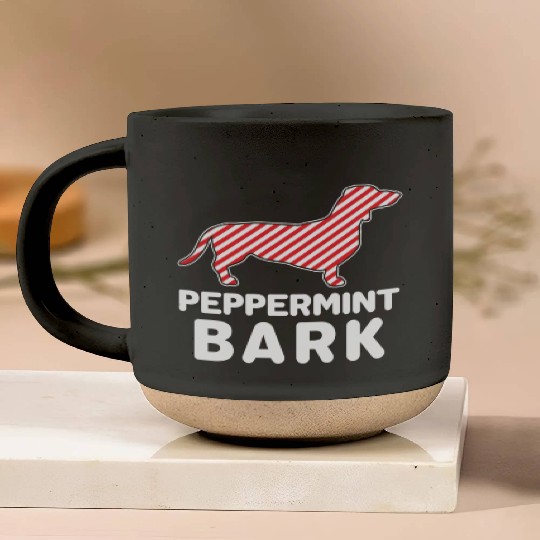 Christmas Dog Peppermint Bark Dachshund Funny Pottery Mugs