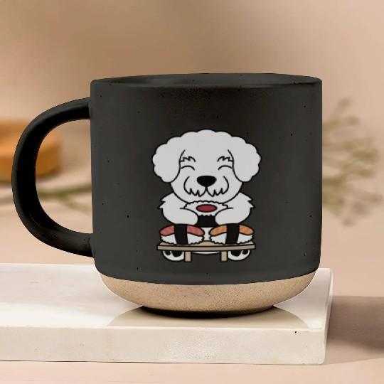 Sushi Lover Bichon Frise Pottery Mugs