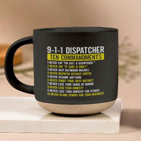911 Dispatcher Ten Commandments Gold Line Operator Pottery Mugs