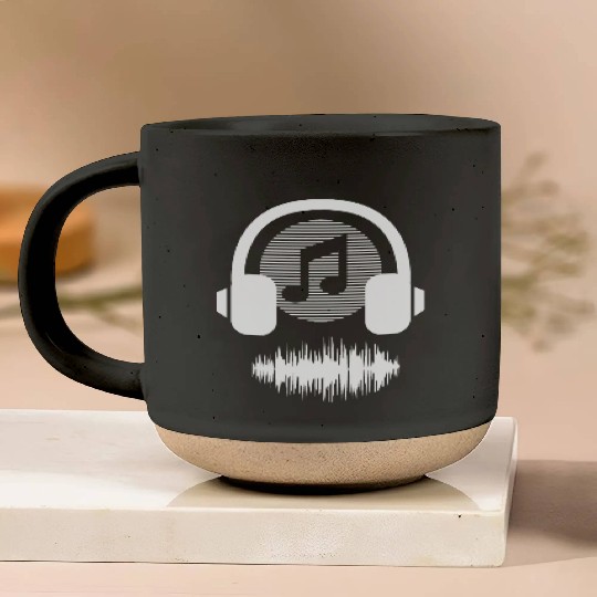 musica headphones novelty fun style 80s song Pottery Mugs