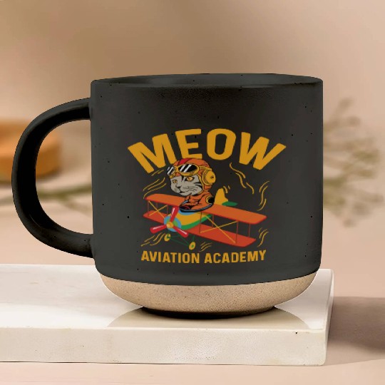 Meow Aviation Academy Co-Pilot Gift Pottery Mugs