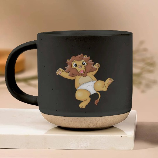 Cute Lion Baby in Diapers Design (ideal gift) Pottery Mugs