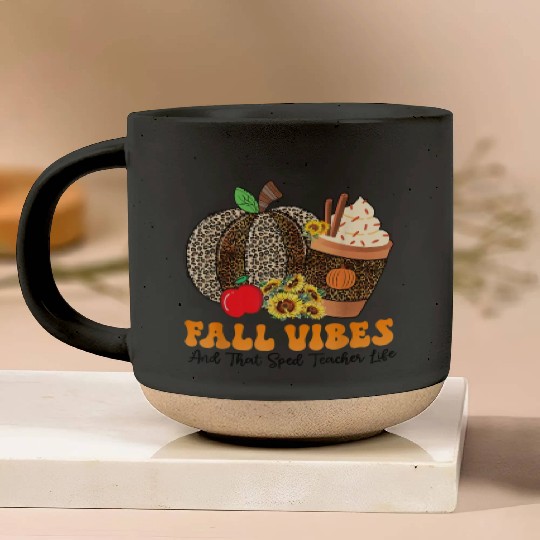 Groovy Fall Vibes Teacher Life Pumpkin Pottery Mugs