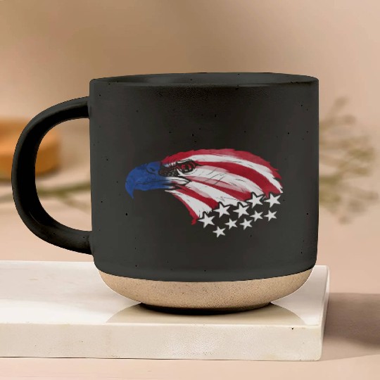 Bald Eagle US Flag Colors Patriotic 4th Of July Pottery Mugs