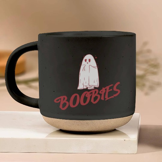 Surprised ghost loves boobies, Boo halloween Pottery Mugs