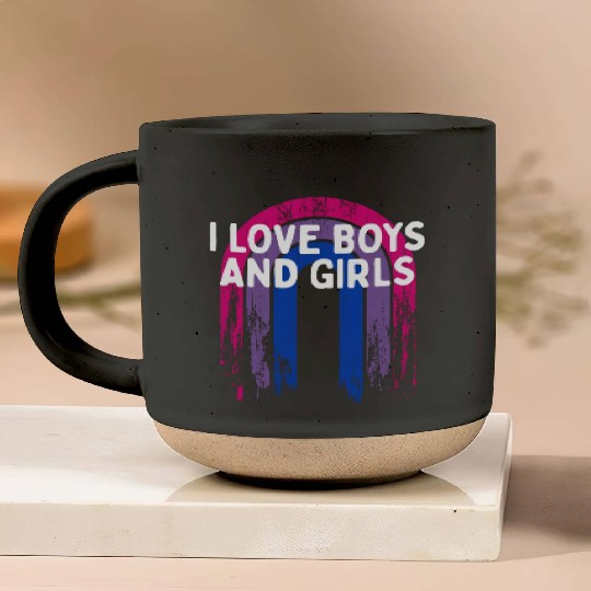 I Love Boys and Girls Bisexual LGBTQ Bi Pride Gay Pottery Mugs