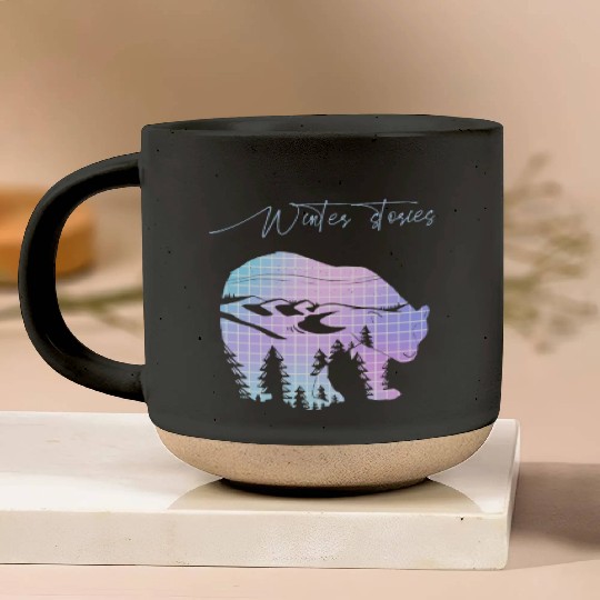 Winter stories Bear Trees Pastel Rainbow Pottery Mugs