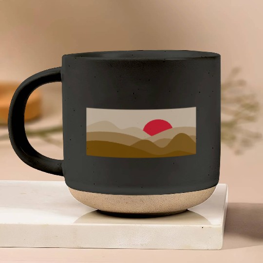 Minimalist Sun Copper Brown Pottery Mugs
