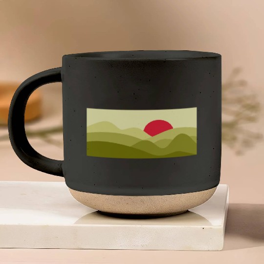 Minimalist Sun Lime Green Pottery Mugs