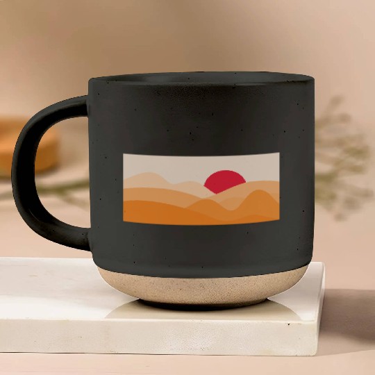 Minimalist Sun Orange Pottery Mugs