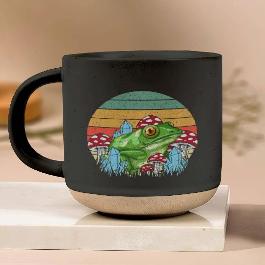 Retro Realistic Toad Frog Mushrooms Pottery Mugs
