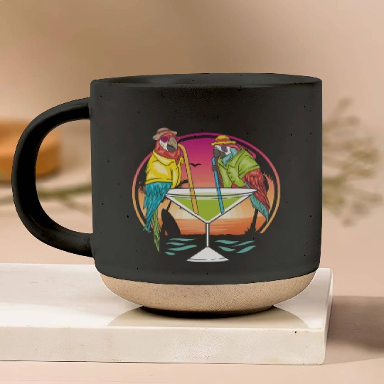 Parrots Drinking Margarita Hawaiian Birds Gift Pottery Mugs