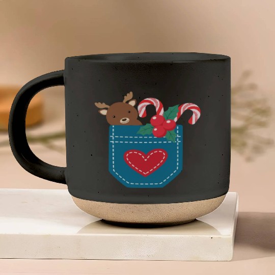 Christmas moose peppermint pocket Pottery Mugs
