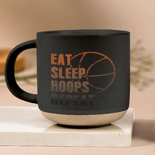 Eat Sleep Hoops Repeat Basketball Pottery Mugs