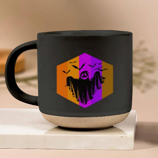 Halloween Theme Cute Ghost Bat Coffee Lover Mug Pottery Mugs