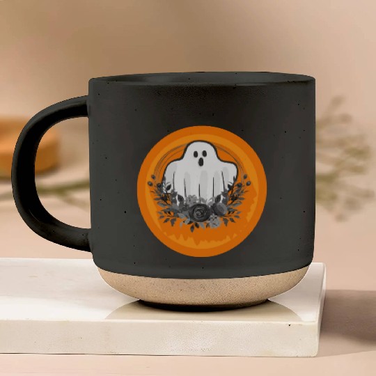 Halloween Theme Cute Ghost Floral Coffee Lover Pottery Mugs
