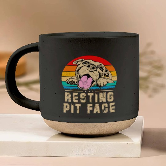 Resting Pit Face Funny Pitbull Dog Lover Vintage Pottery Mugs