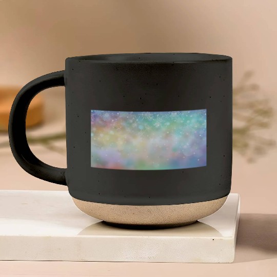 Colorful Bokeh Christmas Snowflakes Pottery Mugs
