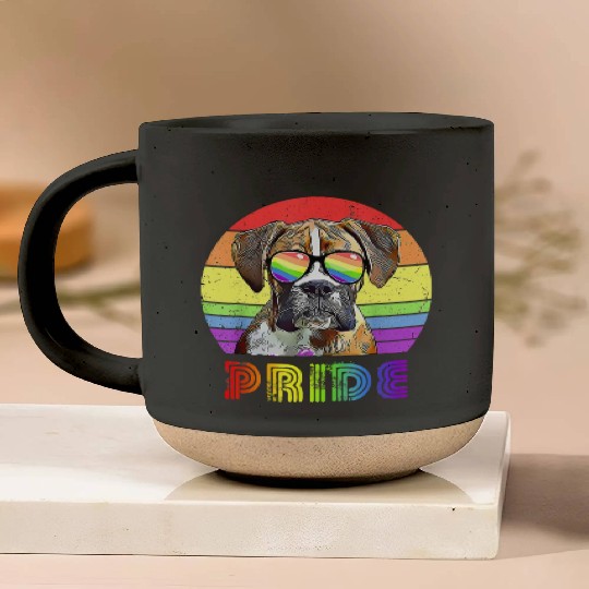 Boxer dog rainbow sunglasses lgbt pride Pottery Mugs