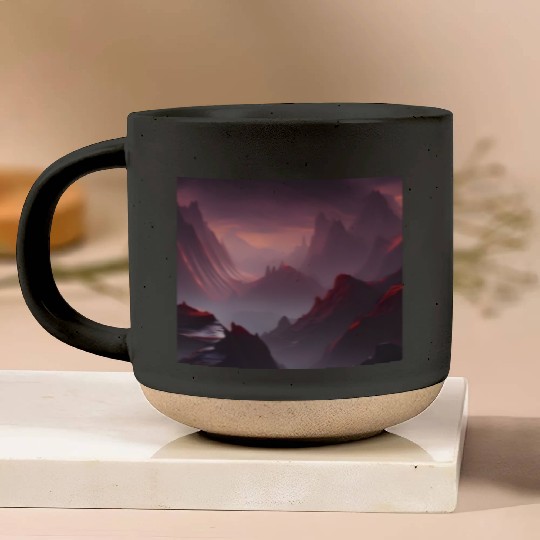 Lonely Red Mountains on an Alien Planet Abstract Pottery Mugs