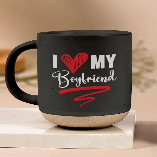 I Love My Boyfriend Valentines Day Cupid Love Pottery Mugs