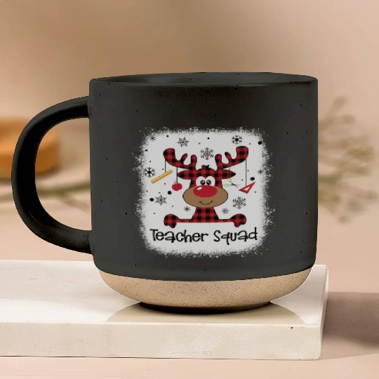 Bleached Teacher Squad Reindeer Funny Teacher Pottery Mugs