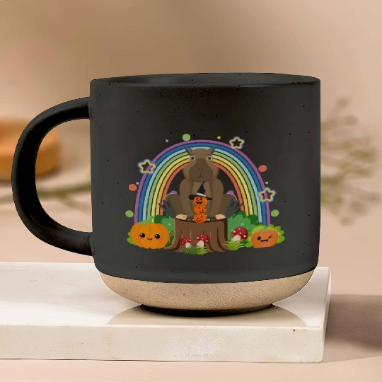 Capybara with a pumpkin Pottery Mugs