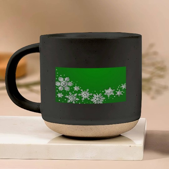 Christmas Snowflakes Green Winter Pottery Mugs