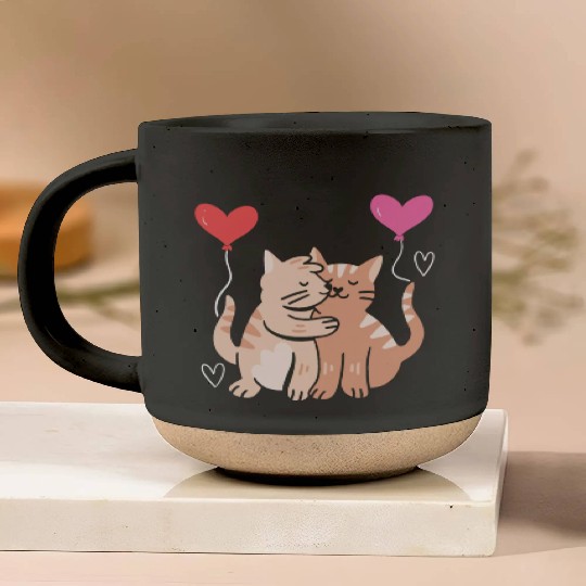 Cat Lover Valentines Day Hearts Day Cupid Love Pottery Mugs
