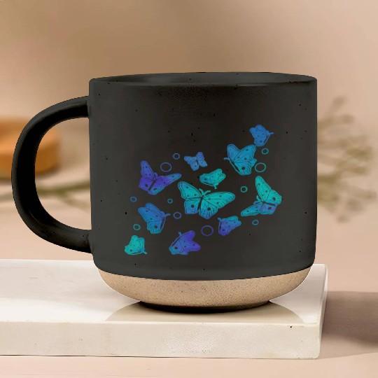 Blue Butterflies Gardening Butterfly Lover Pottery Mugs