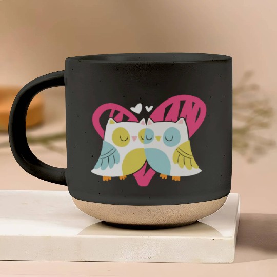 Owl Valentines Day Hearts Day Cupid Bird Lover Pottery Mugs