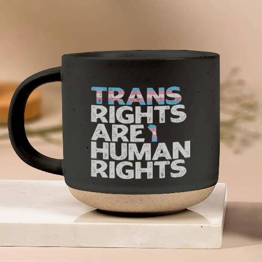 LBGT Flag Gay Pride Trans rights are human rights Pottery Mugs
