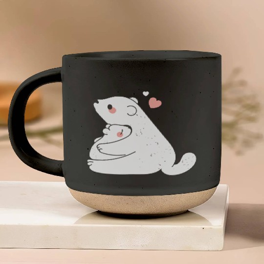 Cute Mama and Baby Bear Cub Hugging Mothers Day Pottery Mugs