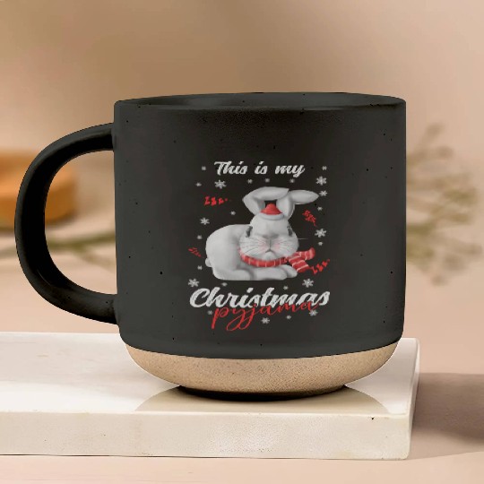 Winter Christmas Pyjama rabbit Pottery Mugs