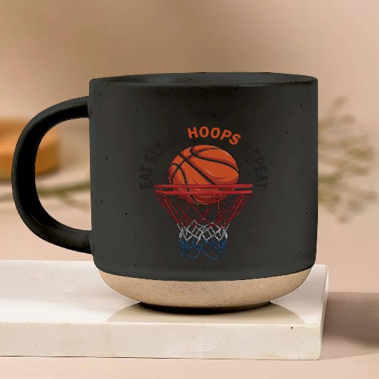 Eat Sleep Hoops Repeat Basketball Pottery Mugs