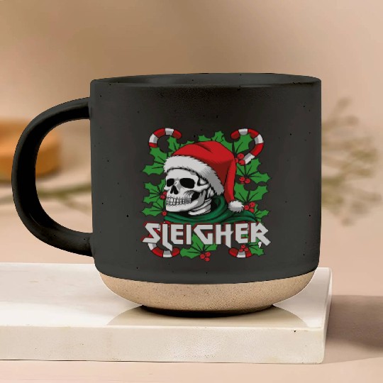 Sleigher Heavy Metal Santa Pottery Mugs