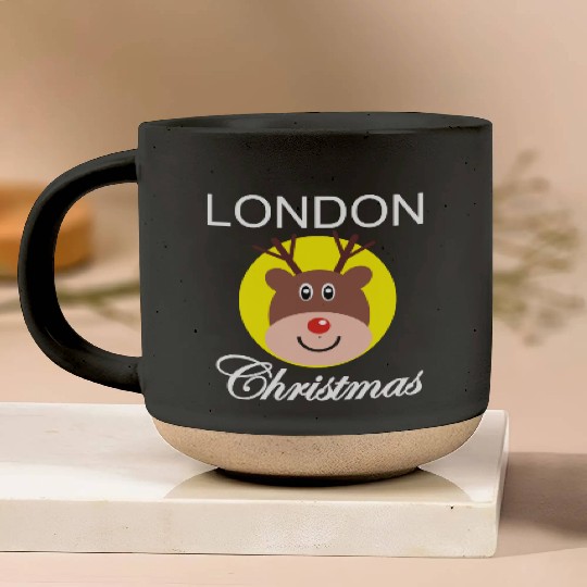 London Christmas Rudolf Face Pottery Mugs