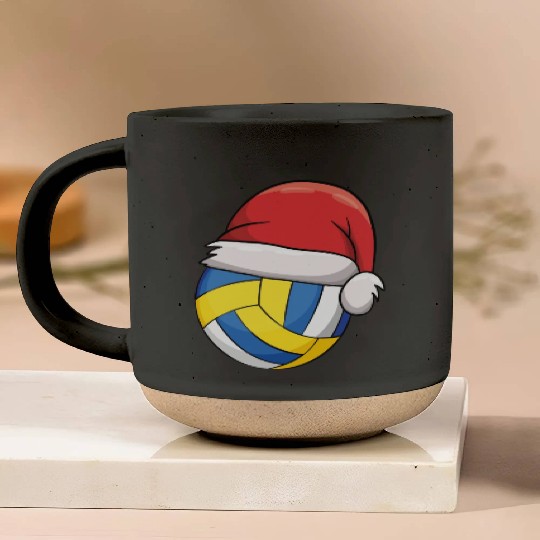 Volleyball Chirstmas Cute Volleyball Xmas Santa Pottery Mugs