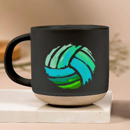 Volleyball Blue Green Ball Forns Pottery Mugs