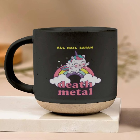 Unicorn On Cloud Death Metal Pottery Mugs