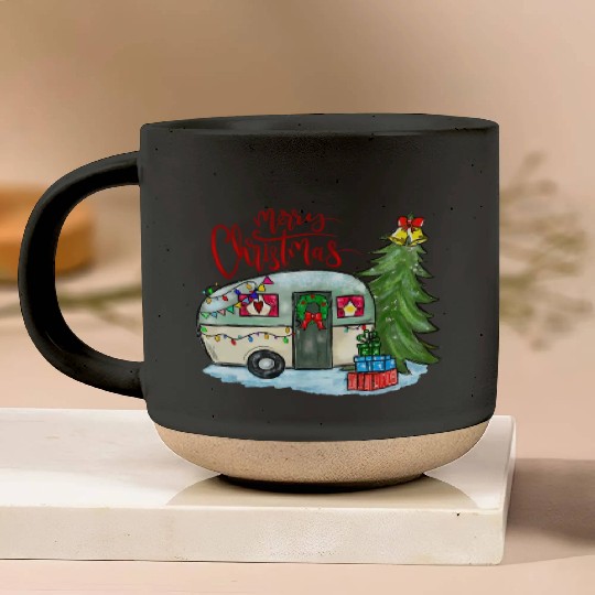 Merry Christmas Happy Camper Funny Camping Life Pottery Mugs