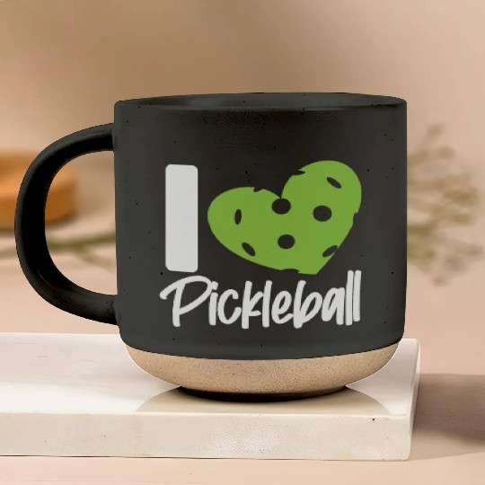 Pickleball Heart I Love Pickleball Pottery Mugs