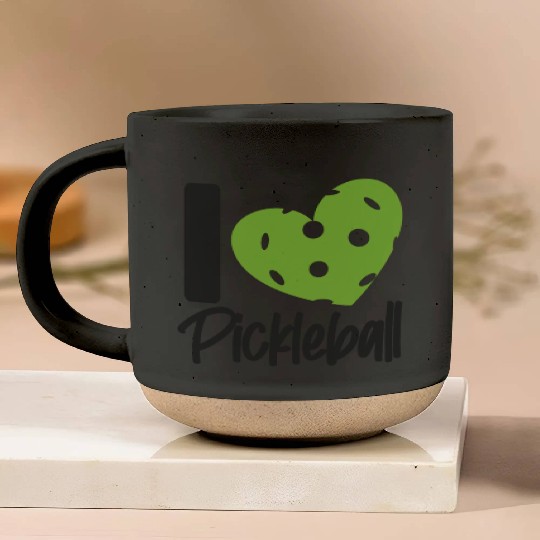 Pickleball Heart I Love Pickleball Pottery Mugs